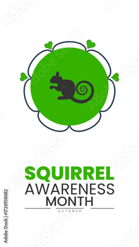 Squirrel Awareness Month Poster Banner and Background Abstract Design Template with Cute Squirrel Illustration for mobile responsive
