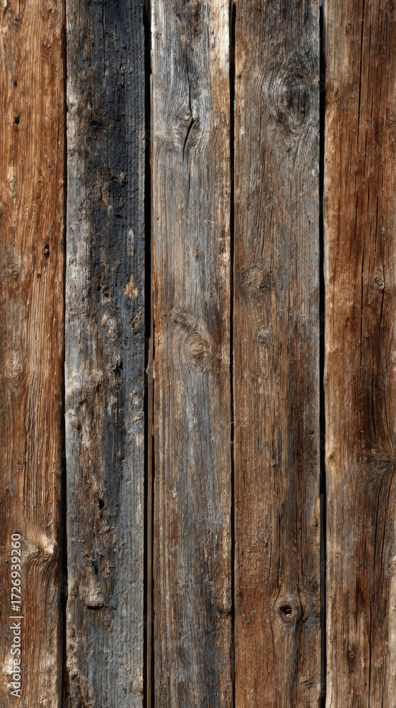 Fototapeta premium Vertical Rustic Wood Boards with Deep Brown and Gray Tones for Natural Texture and Pattern Design