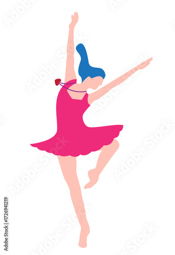 Classical Ballet dancer with a Hear necklace. Editable Clip Art.