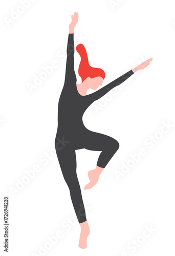 Contemporary Dancer in Black suit. Editable Clip Art.