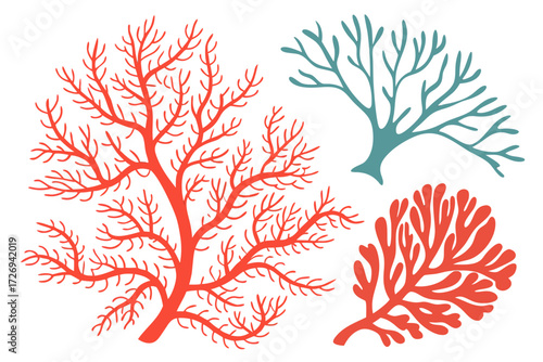 Download coral reef vector illustration with sea plants and marine life for graphic design use cases silhouette