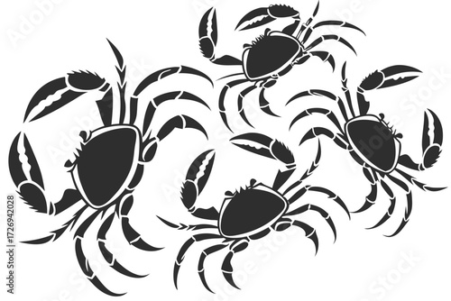 Crab silhouette vector art illustration featuring sea crabs seafood crabs ocean crabs marine life crab design