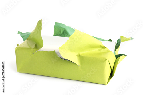 One unwrapped gift box isolated on white