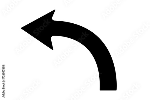 Black curve arrow icon. curved arrow sign flat - 3D black arrow icons, symbols, and signs can represent business concepts like direction, cycle, a refresh and recycling process in a circular shape