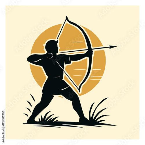 Archer Aiming Bow — Archery Sport Focus & Precision Silhouette