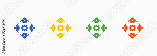 Team Collaboration Icon Color Multiple Style