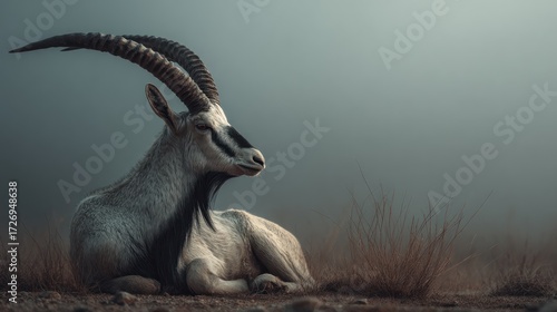The Majestic Arabian Oryx Resting Quietly in its Natural Habitat