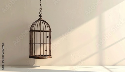 Empty Bird Cage. Freedom concept