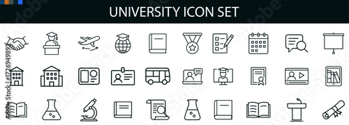 University Icon Set for Education, Campus Life, and Academic UI Design