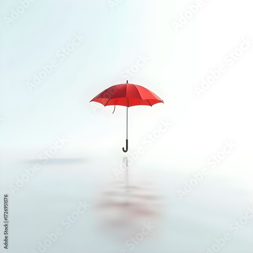 Wallpaper Mural Red Umbrella Floating Above Water with Reflection
 Torontodigital.ca