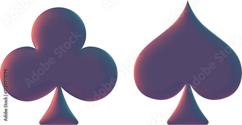 Gradient Club and Spade Playing Card Symbols Vector Illustration