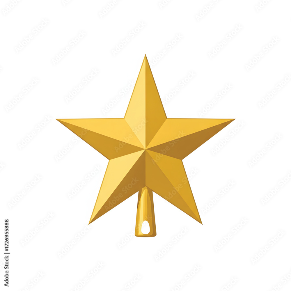 Obraz premium Elegant golden Christmas star tree topper, a festive holiday decoration and a classic symbol of the season, isolated on a white background