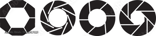 Aperture Icon Vector  Camera Lens Shutter Silhouette on White Background