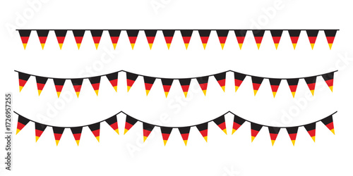 Seamless flag of Germany party bunting border. Flat design illustration.	