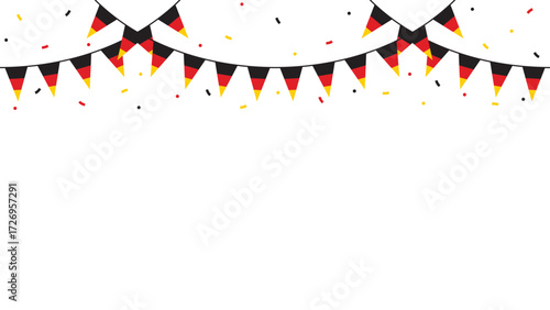 Seamless flag of Germany party bunting border. Flat design illustration.	