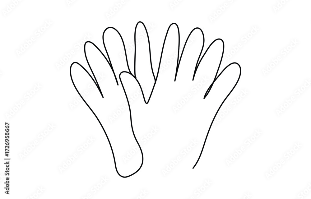 Obraz premium Human hands one line drawing simple abstract palm outline minimal artwork on white background