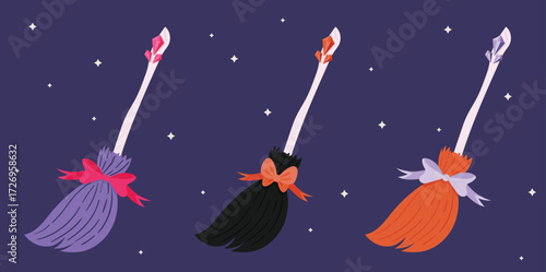 Halloween witch brooms