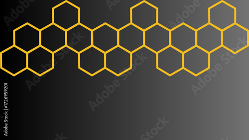 Golden honeycomb pattern on gradient surface for science and technology presentations and graphic designs