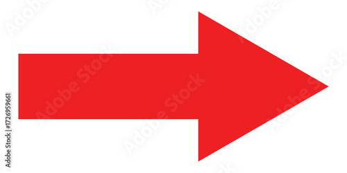 Red isolated arrow icon on white background.  Modern simple vector arrow on white page. Pointing arrow icon set. Right side pointing arrowhead. EPS 10. 