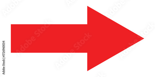 Red isolated arrow icon on white background.  Modern simple vector arrow on white page. Pointing arrow icon set. Right side pointing arrowhead. EPS 10. 