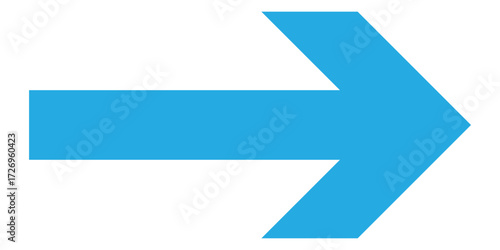 Blue isolated arrow icon on white background.  Modern simple vector arrow on white page. Pointing arrow icon set. Right side pointing arrowhead. EPS 10. Blue arrow-head pointing vector.  