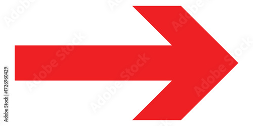 Red isolated arrow icon on white background.  Modern simple vector arrow on white page. Pointing arrow icon set. Right side pointing arrowhead. EPS 10. 