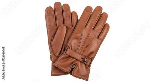 Pair of Brown Leather Gloves on Black Background brown gloves