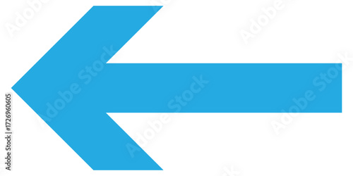 Blue isolated arrow icon on white background.  Modern simple vector arrow on white page. Blue arrow-head pointing vector. Pointing arrow icon set. Left side pointing arrowhead. EPS 10. 