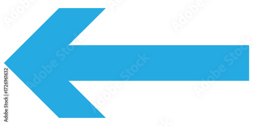 Blue isolated arrow icon on white background.  Modern simple vector arrow on white page. Blue arrow-head pointing vector. Pointing arrow icon set. Left side pointing arrowhead. EPS 10. 