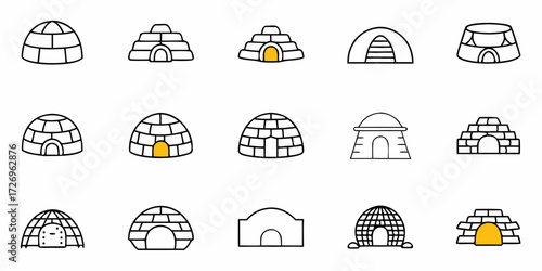 Set of igloo icon variations