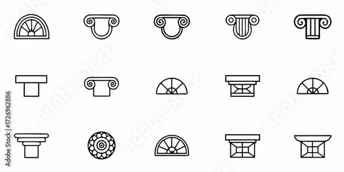 Icon sheet of architectural column elements