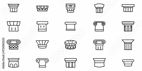 Architectural column capital icon set