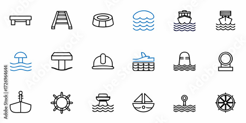 Maritime and nautical icon set