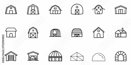 Icon sheet of various barn and storage structures