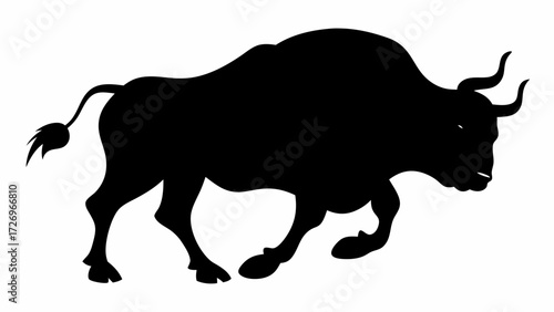 Powerful bull charging forward symbolizing strength, determination, and forward momentum for business success.