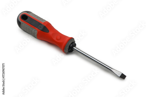 Flathead screwdriver isolated on white background