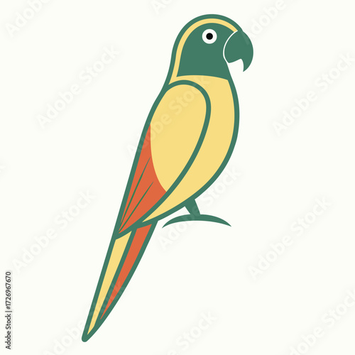 Stylized Parrot Illustration with Retro Colors A Tropical Bird Design for Prints and Logos