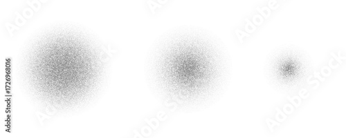 Noise spray gradient. Set of round grain effect. Dot dissolve texture. Gray stipple vector pattern