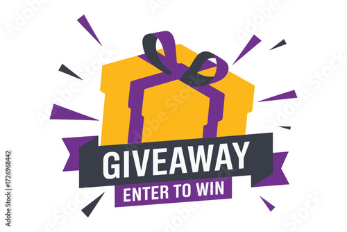Exciting giveaway announcement, enter to win now! Limited-time prize promotion drawing attention, modern graphic for contest, raffle, or special deal