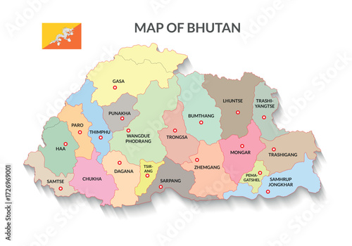 map of Bhutan vector