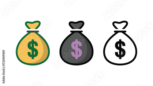 Financial success visualized: Multiple money bags symbolize wealth, investment, and prosperity for business and finance projects