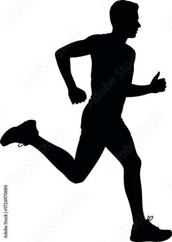 Black silhouette of man running man athletic