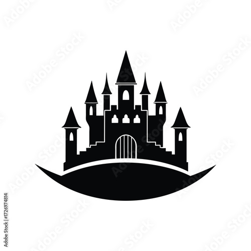 Castle silhouette logo tourist landmark minimal clean vector art illustration