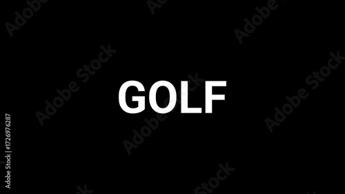 Dynamic animation revealing the word golf with abstract shapes and transitions. 4k text animated video