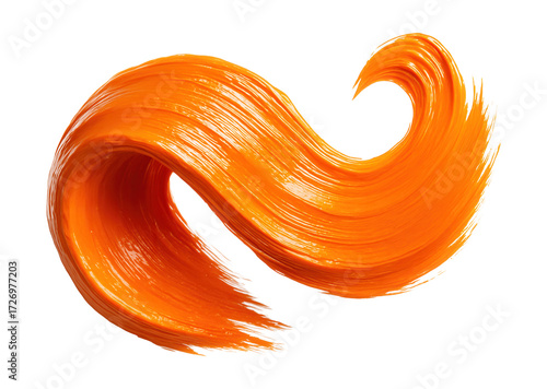 Energetic orange paint brushstroke.