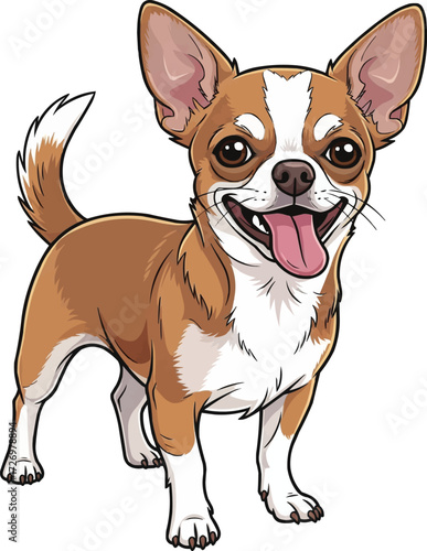 Chihuahua dog standing happy panting cute vector illustration