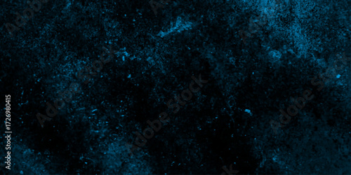 Cyan color scattered heavy grunge texture, blue grey dark background of school blackboard colored texture, abstract navy blue grunge texture or black background.