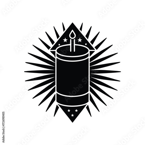 Firecracker silhouette logo clean bold vector celebration illustration