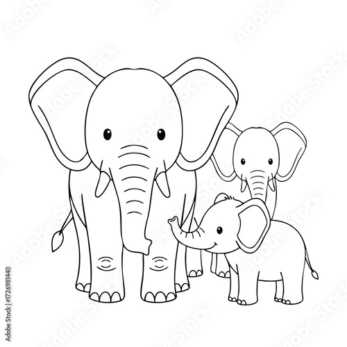 A charming depiction of three elephants, showcasing their playful nature and familial bonds in a whimsical style.