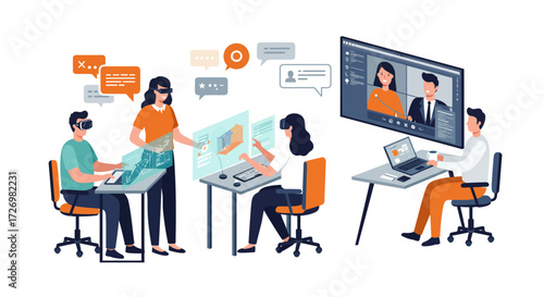 Modern Business Solutions: Flat Design for Strategy & Digital Transformation